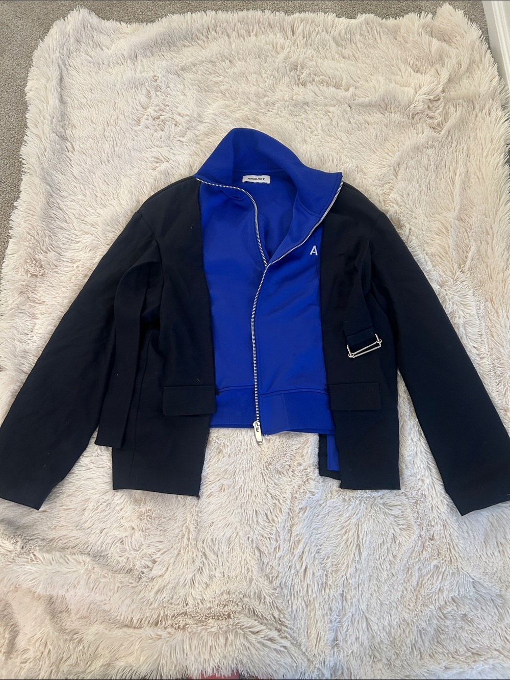 Men's Black Jacket with Royal Blue Inner Zip Hoodie